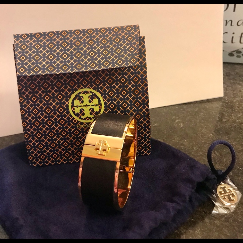 Tory Burch black and gold cuff bracelet